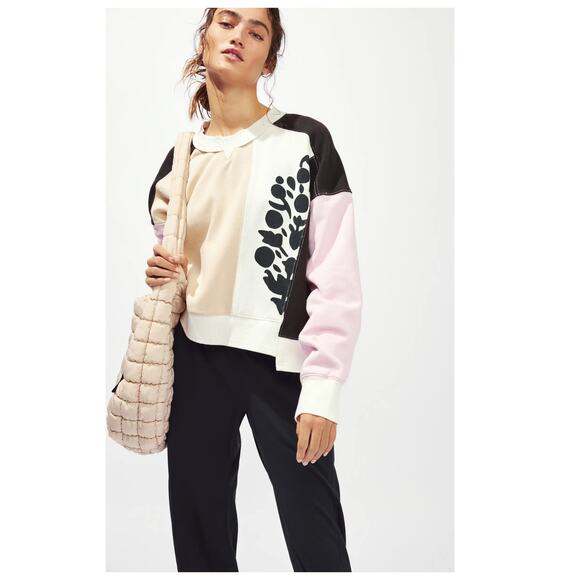 Free People FP Movement Intercept Colorblock Graphic Sweatshirt Size Small - Picture 2 of 14